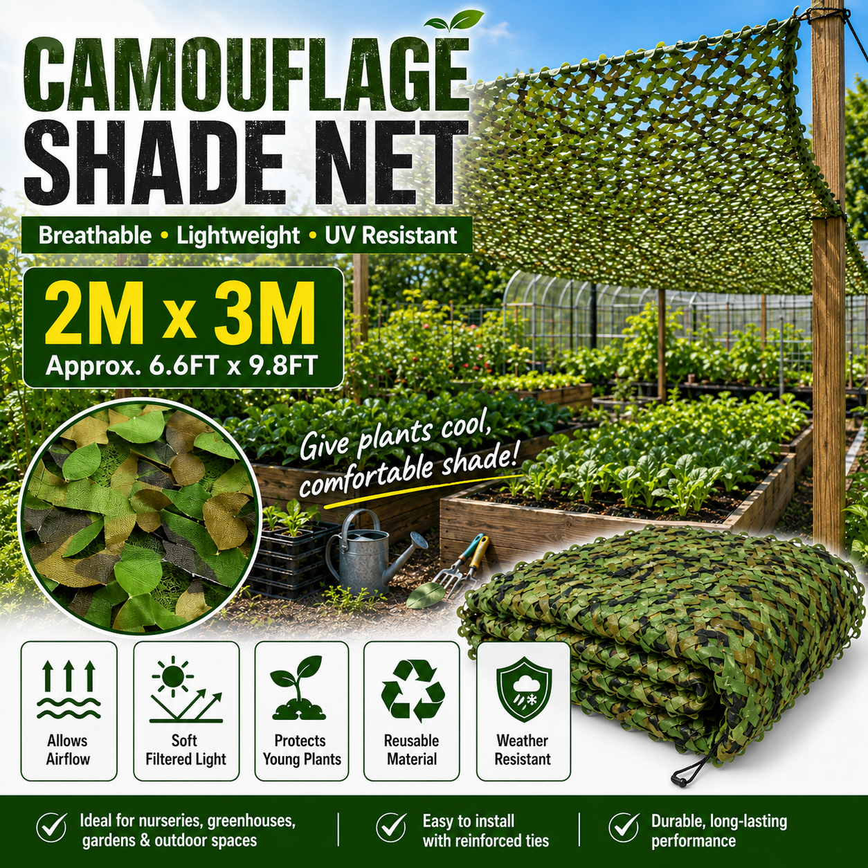 Outdoor Hunting Vehicle - 2*3M Military Camouflage Netting Camo Net