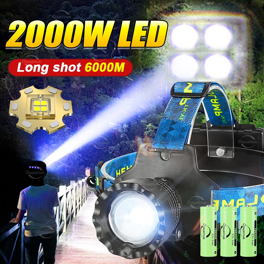 2000W Most Powerful LED Headla - Headlamp Tactical Bright recensie en prijs